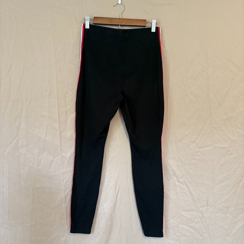 Wild Fable Red/White Side Striped Black Leggings Soft Stretchy Women's M